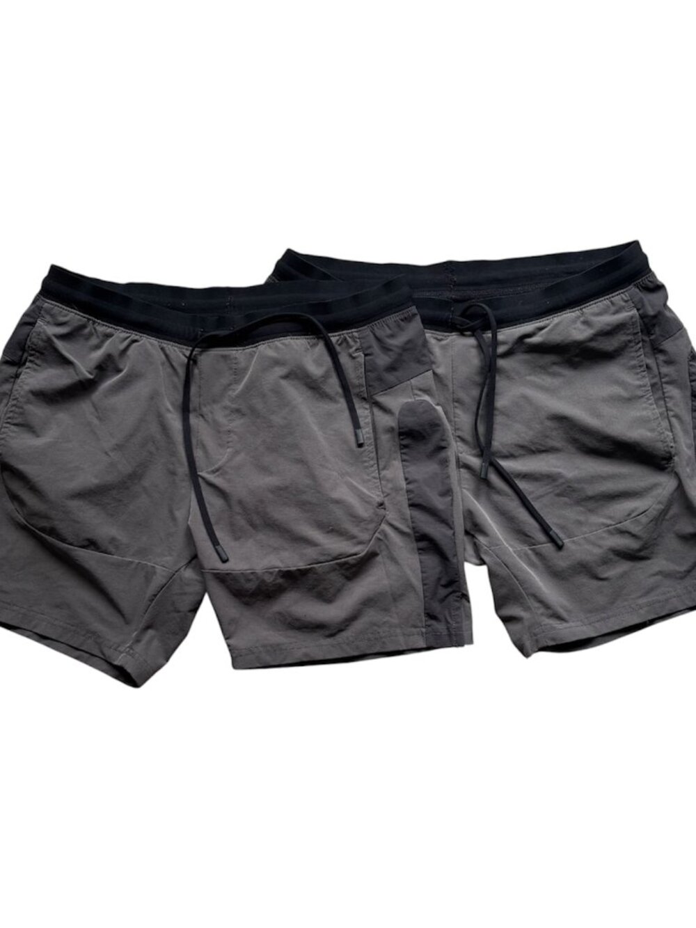 2 PAIRS - Under 5'10" Athletic Shorts, Mens, Gray/Black Size 30w